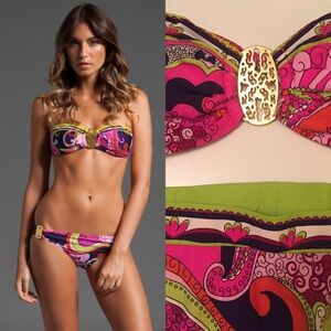 Trina Turk Strapless Gold Buckle Bikini NWT